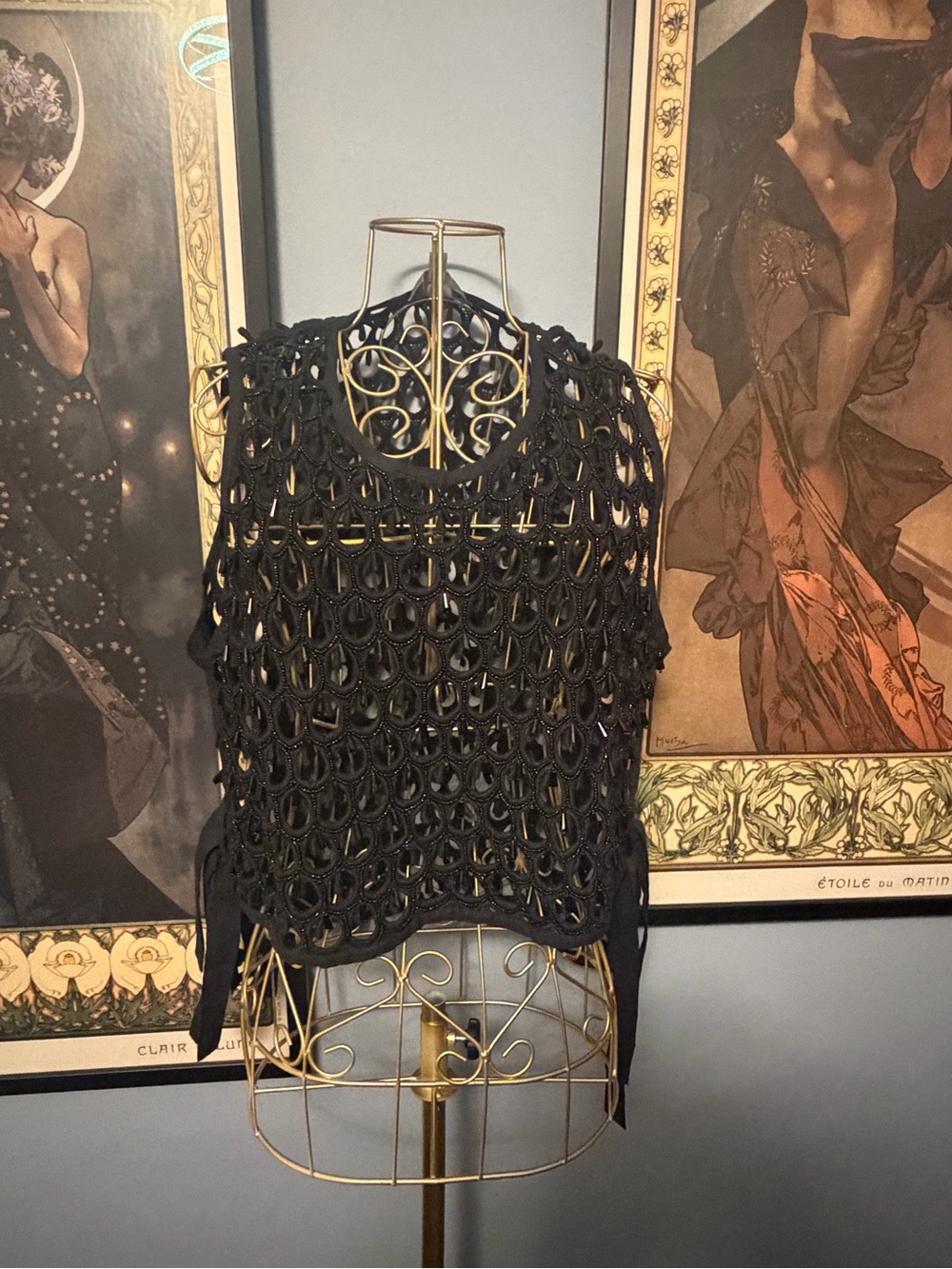 Anthropologie Black Crochet Openwork Sleeveless Tunic